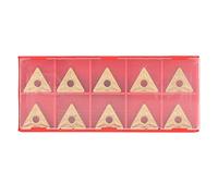 10Pcs Triangular CNC Insert T9125, Double Side CNC Insert Blade for Steel and Cast Iron, R0.4/R0.8 Sharpness CNC Insert with High Strength and Durability, Suitable for Roughing and