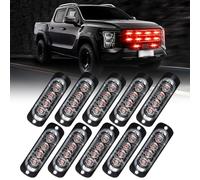 10Pcs Truck Led Grill Lights, 4 Led Side Marker Lights 12V Red Waterproof Trailer Side Lights for Motorcycle, SUV, Truck, Forklift, ATV, Engineering Vehicle, Boat