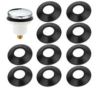 10pcs Tub Stopper Gasket, 2-1/16 Inch/5.23cm x 1 In/2.54cm x 1/4 In/0.64cm Silicone Bath Plug Drain Seal O Ring Bathtub Stopper Rubber Seal Washer Accessories Replacement, Easy Installation (Black)