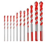 10Pcs Tungsten Carbide Masonry Drill Bit Set for Porcelain Ceramic, Brick Wall, Glass, Mirrors, Plastic, Wood, High Speed Carbide Tile Tip Drill Bits Set, 3-12mm Shockproof Concrete Drill Bit Set