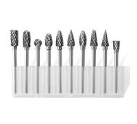 10Pcs Tungsten Carbide Rotary Burr Set - Die Grinder Bits for Woodworking, Metal Polishing, and Carving with 3mm Shank(Double Slot)