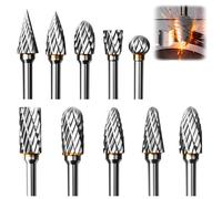 10Pcs Tungsten Carbide Rotary Burr Set Double Cut Burrs Set 1/8" Shank Burrs Grinding Bits Compatible with Dremel Rotary Tool for DIY Woodworking Carving Metal Polishing Drilling Stone Engraving
