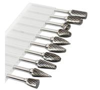 10Pcs Tungsten Carbide Rotary Burr Set - High Efficiency Die Grinder Bits for Woodworking, and Carving with 3mm Shank(Single Slot)