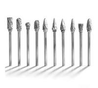 10PCS Tungsten Carbide Rotary Burrs Set, Double Cut Carbide Die Grinder Bits for Dremel Rotary Tools, for Wood Metal Grinding Polishing Engraving Drilling Carving