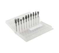 10pcs Tungsten Carbide Rotary Burrs Set for Aluminium - Single-Cut Die Grinder Bits Wood Carving Tools Metal Working Accessories with Storage Case