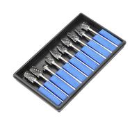 10pcs Tungsten Carbide Steel Burr Rotary Files, Double Cut Metalworking Carving Tools, 3mm Shank 6mm Head Rotary Burr Set for Cast Iron, Brass, Marble and Jade