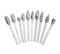 10Pcs Tungsten Carbide Steel Double Cut Rotary Burrs Set for Dremel Accessory 1/8" Shank Die Grinder Drill Bits Rotary Tool for DIY Woodworking, Carving, Plastic Drilling, Metal Polishing, Engraving