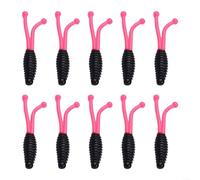10pcs Two-tailed Maggot T-tail Soft Bait Swimbait for Freshwater and Saltwater Fishing with Realistic Swimming Action (Pink and black)