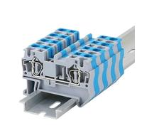 10pcs Type ST 4 Fast Wiring Contductor Connector United Din Rail Modular Push in Screwless Terminal Block ST-4(Blue)