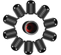 10Pcs Tyre Valve Caps, Plastic Car Tire Stem Dust Covers With Red Seal Ring For Suv, Motorbike, Trucks, Bike, Bicycle, BlackUseful