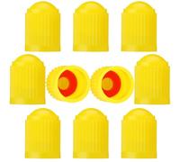 10Pcs Tyre Valve Dust Caps for Dacia Dokker/Duster Van/Jogger Extreme/Lodgy Stepway/Logan 2000-2024, Airtight Seal O Ring Auto Exterior Car Wheel Accessories Replacement Stem Covers,Yellow