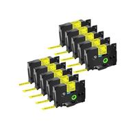10Pcs Tz 231 Black On White Label Tape 221 Laminated 431 731 Labeling Ribbon Compatible for Brother PT-P700 Printer(10PK Black on Yellow,18mm)