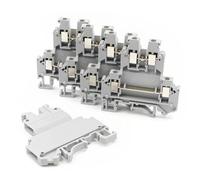 10Pcs UKK 3 DIN Rail Terminal Block Screw Clamp Double Layer Laminated Brass Core Fireproof PA66