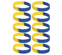 10Pcs Ukraine Bracelets, Rubber Ukrainian Flag Support Bracelet Ukraine Silicone Wristband for Sports Fan Supporter Men Women