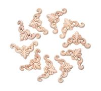 10PCS Unfinished Wood Little Onlay Appliques Decoration (Dia-4cm/1.57"), Unpainted Corner Carving Craft Decals for Home Chests Cabinet Cupboard Dresser Bed Wall Wardrobe Furniture