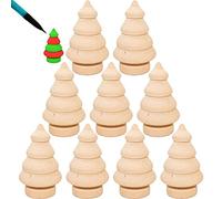 10pcs Unfinished Wood Tree Wood Christmas Tree Figures Blank Graffiti Wooden Tree for Arts Handmade Crafts