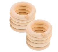 10pcs Unfinished Wooden Craft Rings for Crafters, Natural Solid Wood | Polished Smooth Edges, Khaki Circle Shape, Natural Grain Finish, for Beads, Ring Pendant and Jewelry Making