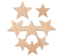 10pcs Unfinished Wooden Star Shapes for Crafting, Natural Five Pieces