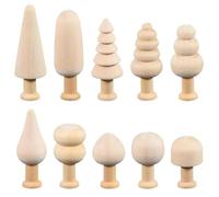 10pcs Unfinished Wooden Tree Painted Crafts Peg Dolls DIY Craft Graffiti Painting Blank Ornament(Color5)
