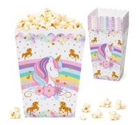 10Pcs Unicorn Popcorn Boxes, Mini Unicorn Popcorn Bags, Colourful Cute Snack Boxes for Christmas Birthday Party Favor Movie Night