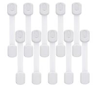 10Pcs Universal Child Safety Locks - No-Drill Strong Adhesive Adjustable Length Straps for Drawers & Cupboards, Infant/Toddler Door Protectors