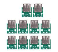 10Pcs USB Type A Female Breakout Board, 2.54mm Pitch Adapter Connector DIP Socket Breakout Board for USB Power Supply
