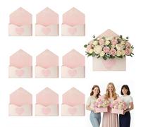 10pcs Valentine Envelope Boxes, Empty Valentine Envelope Gift Box for Flowers, Flower Bouquet Package Gift Folding Paper Boxes, DIY Florist Packaging for Anniversary, Wedding, Proposal (Beige)