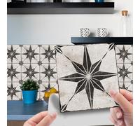 10pcs Vintage Stick on Tiles Peel and Stick Backsplash Wall Tiles 6"x 6" Waterproof Self Adhesive Tile Sticker for Kitchen Bathroom Room Camper Fireplace