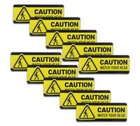 10pcs Watch Your Head Sign, Self Adhesive Caution Stickers Waterproof Floor Decals Mind Your Head Warning Sticker Vinyl Safety Signs Low Clearance Decals for Basement Floor Factory (Black&Yellow)