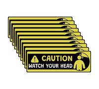 10PCS Watch Your Head Sign Stickers Self Adhesive Vinyl Mind Your Head Safety Signs Decals for Warehouse Basement Low Clearance and Factory Outdoor/Indoor Vinyl Sticker for Safety