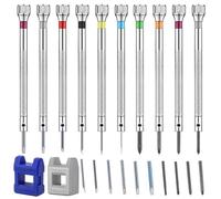 10Pcs Watchmaker's Screwdriver Set, 0.6-1.6 mm Anti-Slip Precision Screwdriver with 2 Degausser, Suitable for Repairing Watches Glasses Jewelry