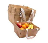 10Pcs Waterproof Basket for Gifts Empty Bulk Gifts Basket Set with Handle Brown Cardboard Tray Boxes Party Surprise Handbag Holiday Present Box