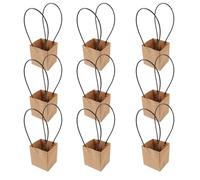 10pcs Waterproof Bouquet Paper Bag with Handles, Kraft Gift Basket | Khaki Finish, Simple Generous Style, Portable Hand Carry Design, Can be Decorated for Floral Packaging