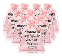 10Pcs Wedding Hangover Kit Bags - Pink Bachelorette Party Favor Large Drawstring Gift Wrap for Survival Recovery - Bridal Shower Party Favors, 6 x 8 Inch