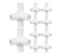 10pcs White 16mm Four Way Plastic Wardrobe Connector for Shoe Racks | 90 Degree Cross Joint, Quick Assembly and Precise Fit, Replacement Part for Closets and Entryways