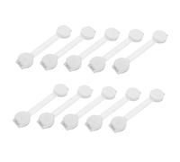 10pcs White ABS Child Safety Locks for Flat Doors and Cabinets | Adjustable Length, Easy Install No Drilling, Helps Stop Pets and Little Ones from Opening