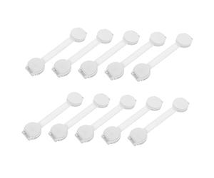 10pcs White ABS Child Safety Locks for Flat Doors and Cabinets | Adjustable Length, Easy Install No Drilling, Helps Stop Pets and Little Ones from Opening
