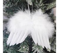 10Pcs White Angel Wings for Christmas Tree Ornament 6.7" x 5.1Inch Hanging Angel Wing for Crafts DIY Xmas Decoration Home Wedding Prop Party Decor