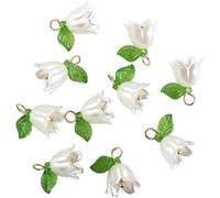 10Pcs White Bell Orchid Pendant,Flower Beads,Bell Flower Spacer Beads,Arts, Crafts for DIY Jewelry Making, Beading Projects Beading Supplies