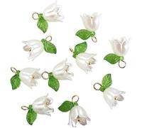 10Pcs White Bell Orchid Pendant, Flower Beads, Bell Flower Spacer Beads, for DIY Jewelry Making, Beading Projects Beading Supplies, Beads and Bead Assortments
