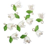 10Pcs White Bell Orchid Pendant,Flower Beads,Bell Flower Spacer Beads,for DIY Jewelry Making, Beading Projects Beading Supplies Bead Assortments