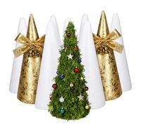 10pcs White Foam Craft Cones DIY Tree Polystyrene Cone Dessert Food Tower Easter Table Decoration for Christmas Holiday Winter New Year Projects Home Crafting 18.5cm