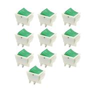 10Pcs WHITE-GREEN 4PIN 31x25mm KCD4 Rocker Switch ON-OFF 2 Position With Light Power Switchs Controls Switches