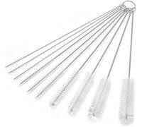 10Pcs White Long Straw Brushes, Nylon Pipe Tube Cleaner 8-ihch 10 Different Diameters Set, Long Straw Brush for Sippy Cup, Brush Drinking Straw Cleaning Brush,Brushes,Cleaning Tools Brushes
