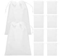 10pcs White Non-Woven Drawstring Shoe Bags for Travel Use | 35 X 25cm Size, Dust-proof Storage Pouches, Secure Keeping with Both-end Drawstrings