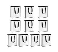10Pcs White Paper Bag With Handle 6x2.4x7.8Inch Shopping Bag Ribbon For Wedding Kids Birthday Retail Packaging Bags