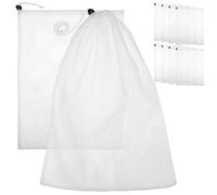 10Pcs White Polyester Mesh Drawstring Bags for Storage, 11.79X15.72In Foldable Breathable Pouches for Fruits, Vegetables, Gym Gear, and Travel Essentials