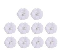 10PCS White Rhinestone Pearl Chiffon Flower 6cm Artificial Fabric Flowers Sewing Appliques Embellishments for DIY Crafts Clothing Hair Accessory
