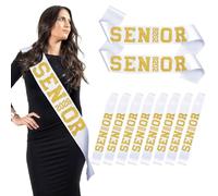 10Pcs White Senior 2026 Satin Sashes with Gold Glitter Letters- 2026 Graduation Celebrations Sashes - Senior Cheer Sash - Cheerleader Sash - Class Competition Sashes