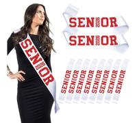 10Pcs White Senior 2026 Satin Sashes with Red Glitter Letters- 2026 Graduation Celebrations Sashes - Senior Cheer Sash - Cheerleader Sash - Class Competition Sashes